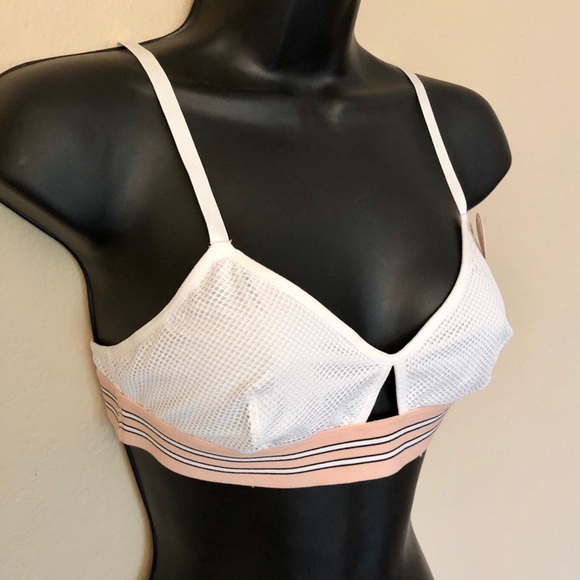 NWT F21 White and Pink Netted Bralette - Picture 4 of 9